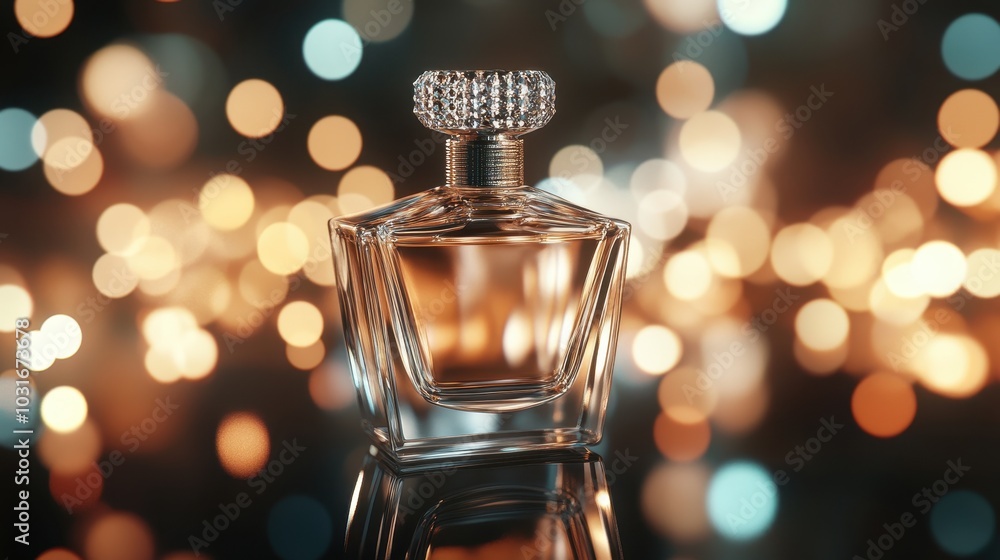 Elegant Perfume Bottle on a Blurred Background Elegant Perfume Bottle on a Blurred Background