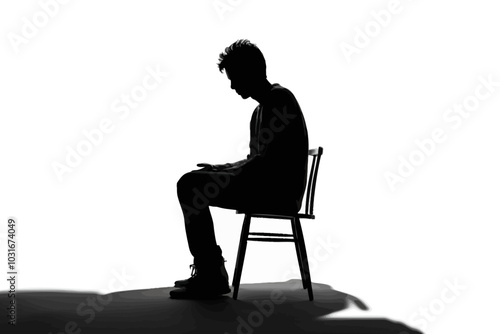 silhouettes of desperate young man