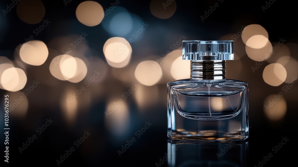 Elegant Perfume Bottle with Blurred Background Effects Elegant Perfume Bottle with Blurred Background Effects