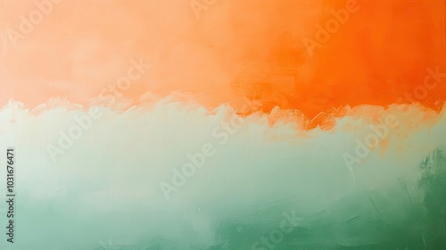 Abstract Painting with Orange, Peach, and Green Hues