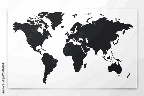 vector silhouette world map.