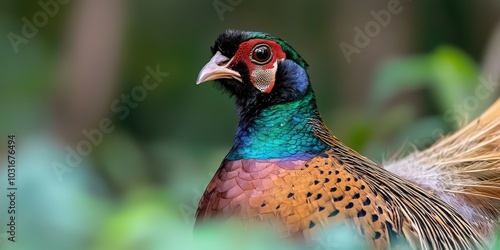 Colorful Great Argus Pheasant Bird Portrait in Tropical Forest