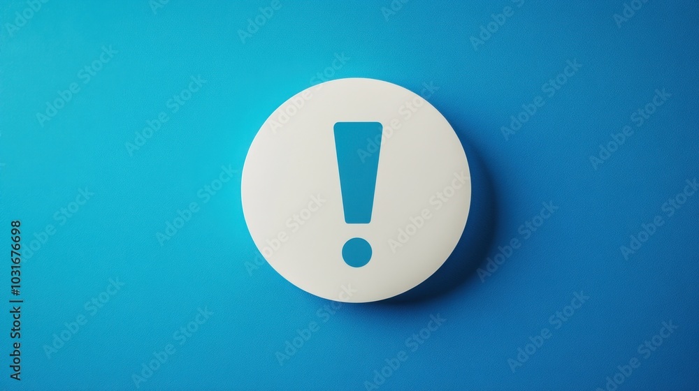 White Exclamation Mark on Blue Background - Symbol of Alertness White Exclamation Mark on Blue Background - Symbol of Alertness