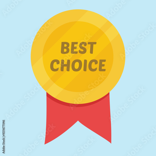 Best choice gold badge with red ribbon. Badge for highlighting top-selling or popular products