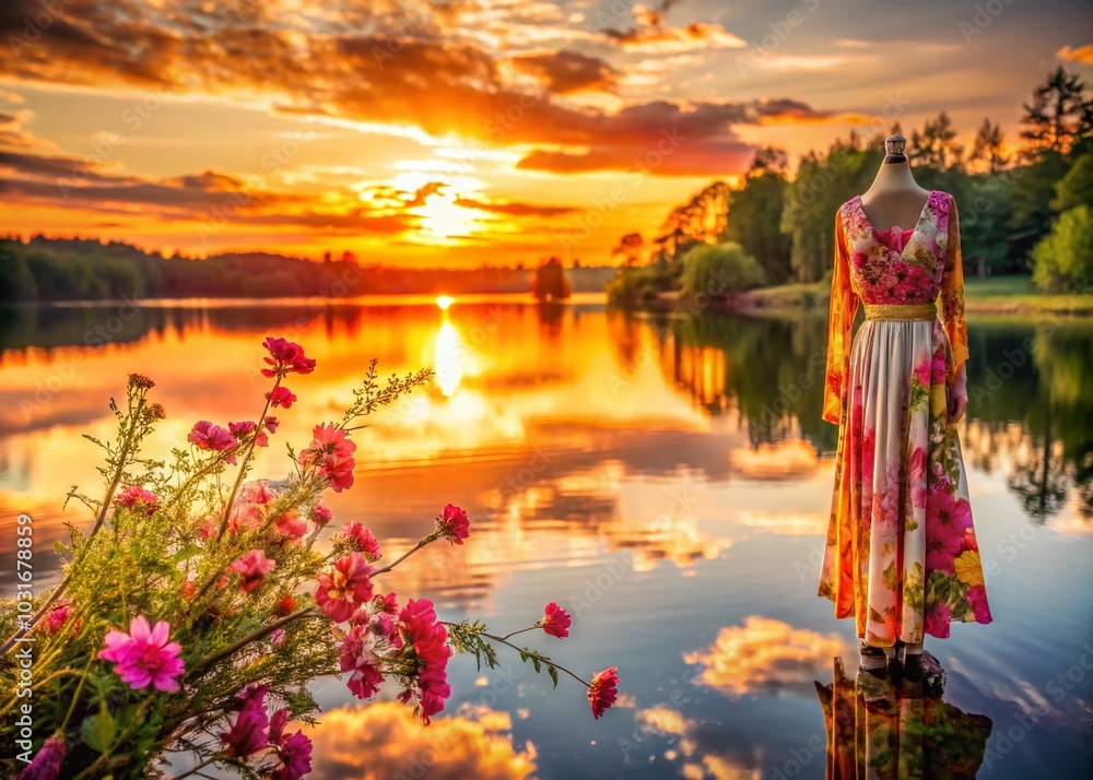 Sunset Lake Fashion Photography with Flowers - Stunning Natural ...