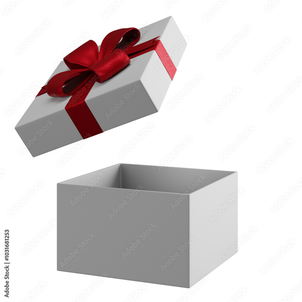White gift box with red ribbon isolated on empty background. Christmas present for holiday sale shop design element.
White gift box with red ribbon isolated on empty background. Christmas present for holiday sale shop design element.