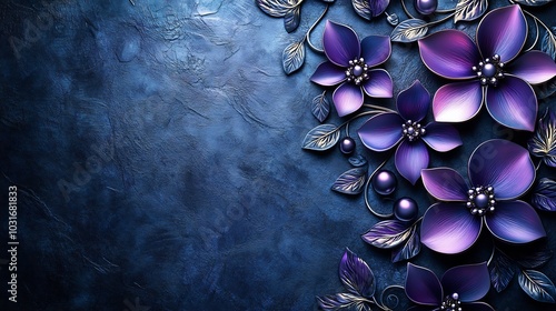 Ramadanthemed background arabesque flowers in rich purple and silver tones The design leaves the left side clear for text while the ornate patterns shine with elegance and cultural depth photo