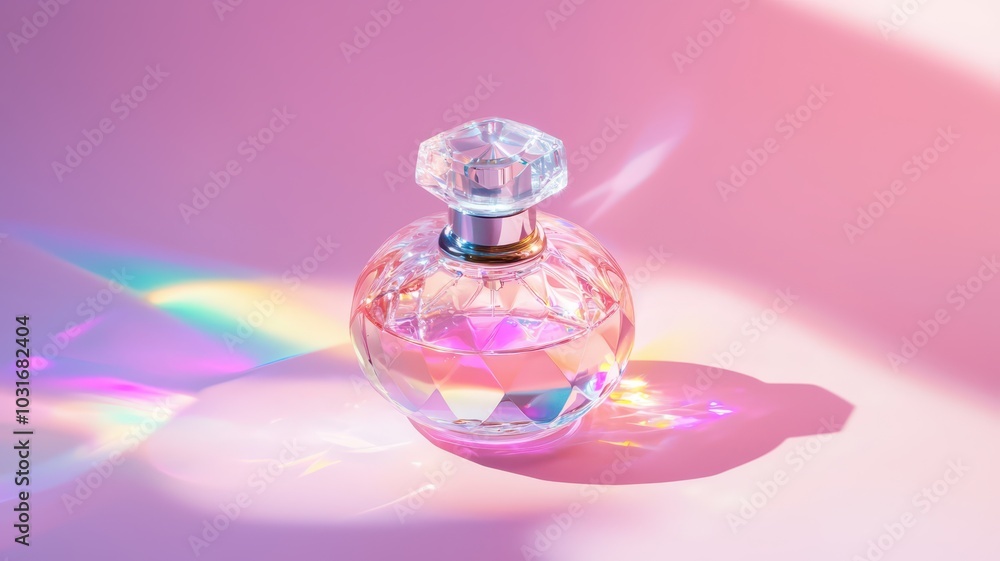 Elegant round faceted perfume bottle exuding luxury and sophistication, perfect for any high-end collection. Elegant round faceted perfume bottle exuding luxury and sophistication, perfect for any high-end collection.