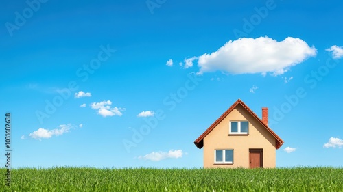 Wallpaper Mural Solar-Powered Eco-Friendly House in the Countryside with Space for Text in the Sky Above Torontodigital.ca