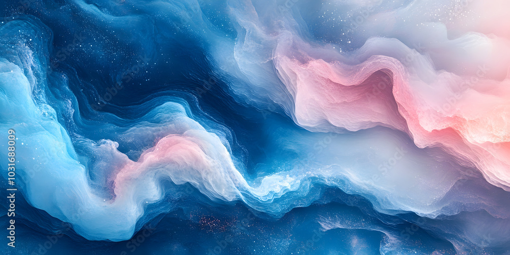 Fototapeta premium The collision and fusion of cold and warm colors, water and fire, and pigments create a unique aesthetic