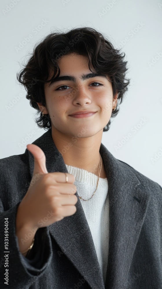 Confident Person Giving Thumbs Up in Modern Style Confident Person Giving Thumbs Up in Modern Style