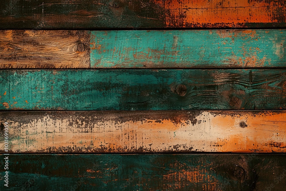 Obraz premium Dark blue and brown old wooden background with the texture of weathered wood planks. Wooden wall, a rustic background for design