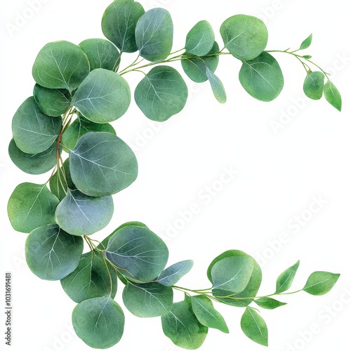 Watercolor Eucalyptus Branch Isolated on White Background   Greenery  Botanical Illustrati