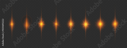 Set of orange light effects of lens flares