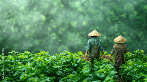 Farmers Harvesting Crops Sustainably for World Food Day	