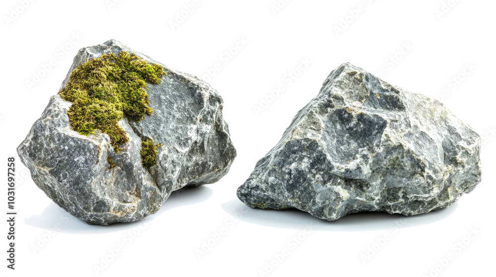 Obraz premium Natural Tall Rocks With Moss Isolated on a Transparent Background Generative AI