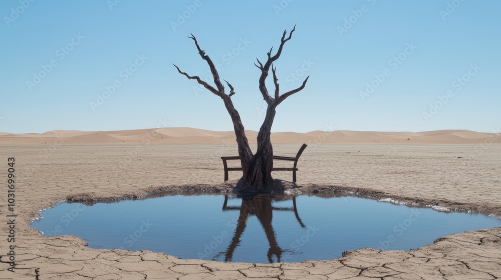 Dead Tree Reflection in Desert Oasis Pool Dead Tree Reflection in Desert Oasis Pool