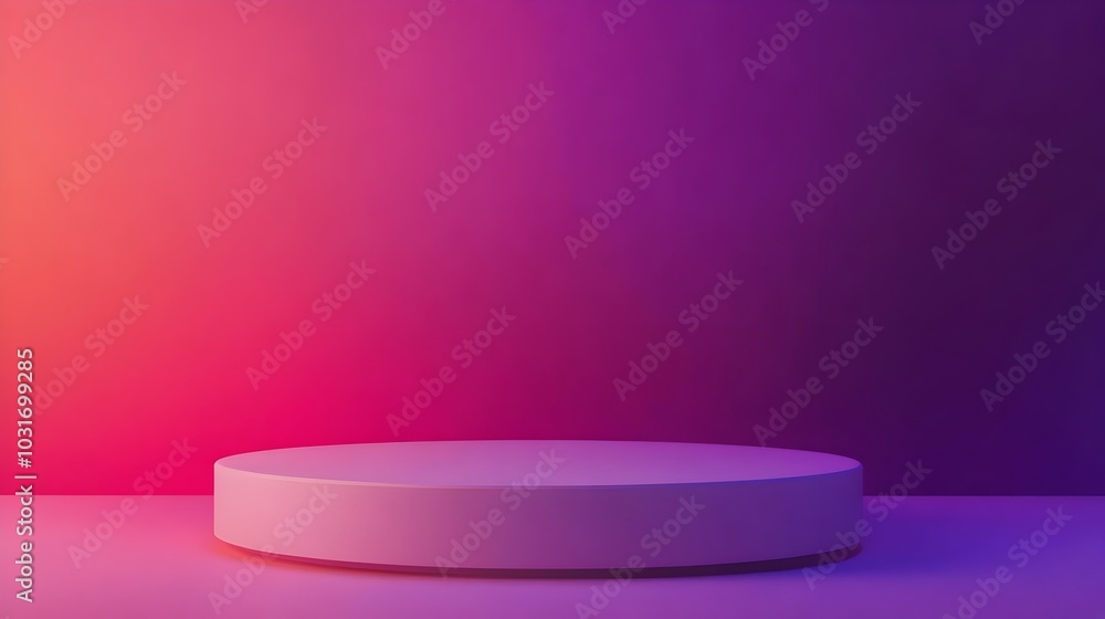 Modern Matte Podium Against Gradient Purple to Pink Background for Product Display Modern Matte Podium Against Gradient Purple to Pink Background for Product Display