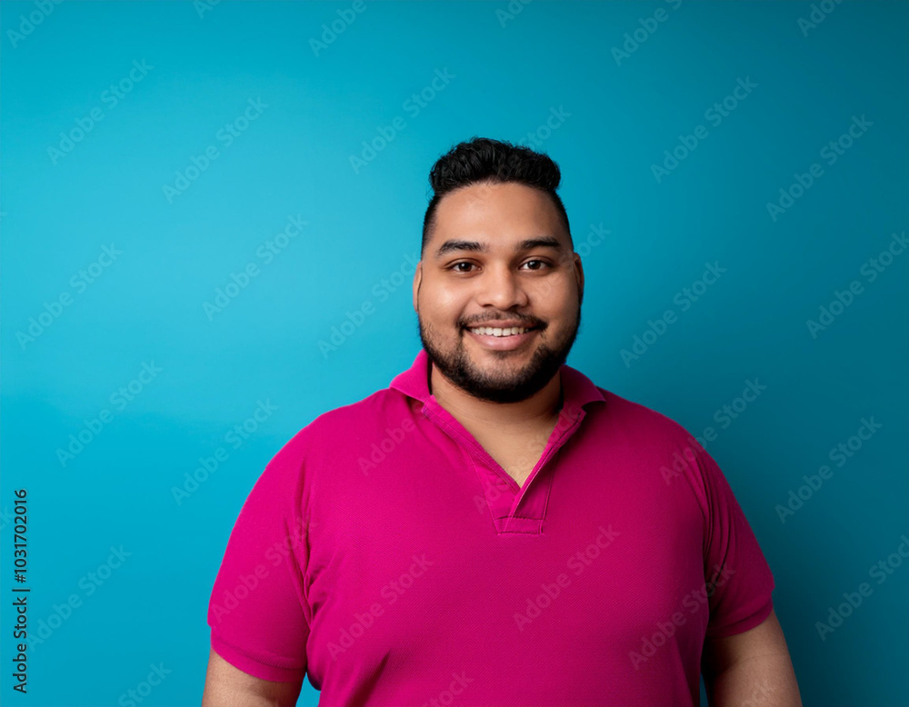 Headshot Portrait of a Smiling Man with Contemporary Style, Isolated on Color Background with Ample Copy Space Headshot Portrait of a Smiling Man with Contemporary Style, Isolated on Color Background with Ample Copy Space
