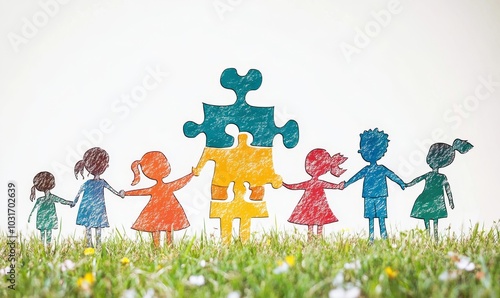 Puzzle as a symbol of the autism spectrum World Autism Awareness Day Symbol Incorporation of the World Autism Awareness, Generative AI