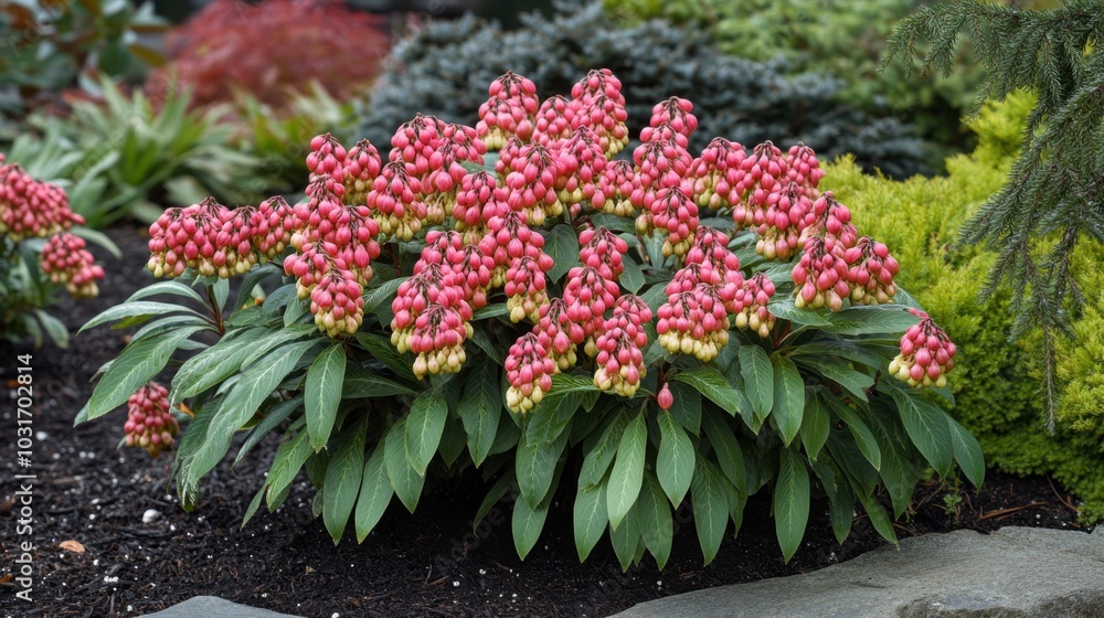 Rich Pink and Cream Blossoms Amidst Lush Greenery