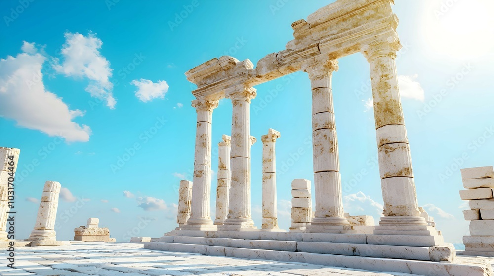 Obraz premium Ancient Ruins Under a Bright Blue Sky