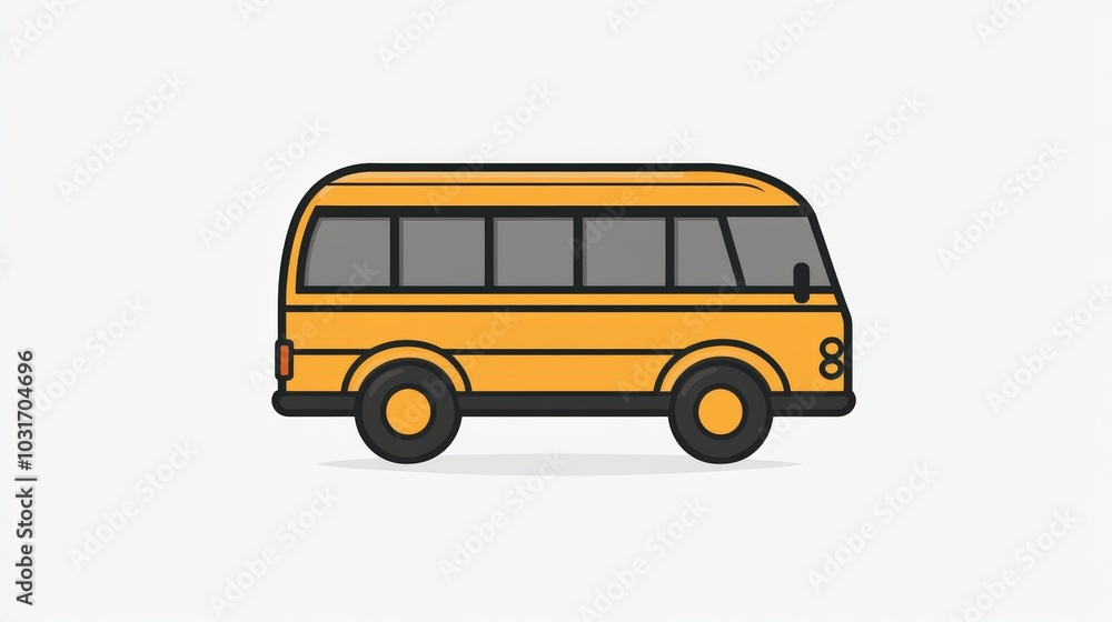 Yellow School Bus Icon Flat Design Transportation Illustration Yellow School Bus Icon Flat Design Transportation Illustration
