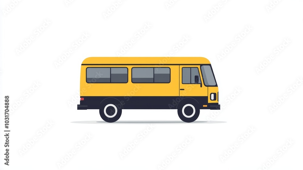 Yellow School Bus Icon Flat Design Transportation Element Isolated on White Background Yellow School Bus Icon Flat Design Transportation Element Isolated on White Background