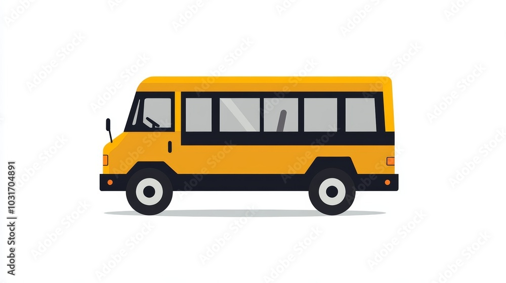 Yellow School Bus Icon Flat Design Transportation Element Yellow School Bus Icon Flat Design Transportation Element