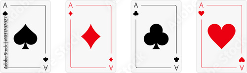 Suit deck of playing cards set. Poker Play Suit Set Pictogram. Play card in line and symbol. Black Jack Symbol. Card Suit Silhouette Icon. Casino Game Flat Symbol. Isolated Vector Illustration.