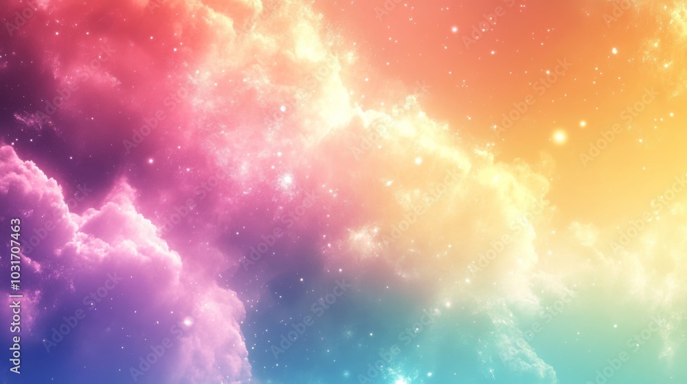 Abstract Pastel Sky with Stars and Clouds Dreamy Fantasy Background Abstract Pastel Sky with Stars and Clouds Dreamy Fantasy Background