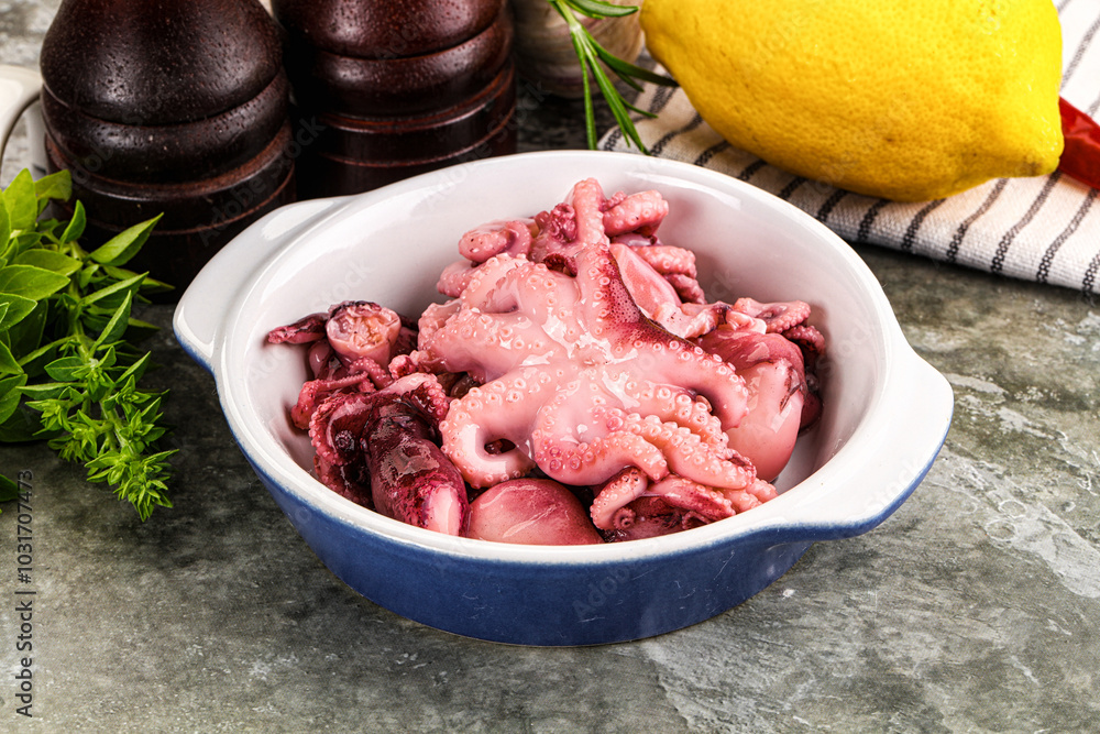 Marinated baby octopus snack appetizer Marinated baby octopus snack appetizer