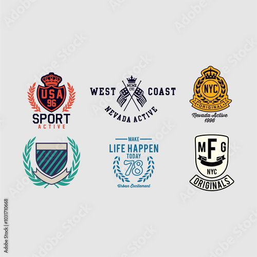 Design vector emblem collection set for embroidery etc.