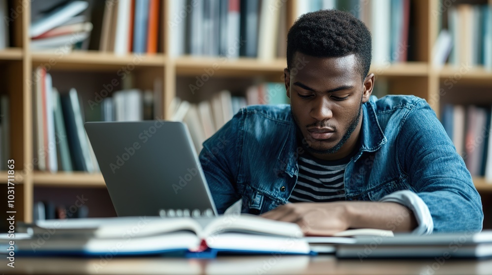 A student researching the education requirements for their desired occupation, surrounded by textbooks and a laptop A student researching the education requirements for their desired occupation, surrounded by textbooks and a laptop