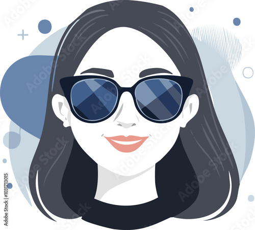 Vector Woman portrait, radiant and beautiful female illustration.