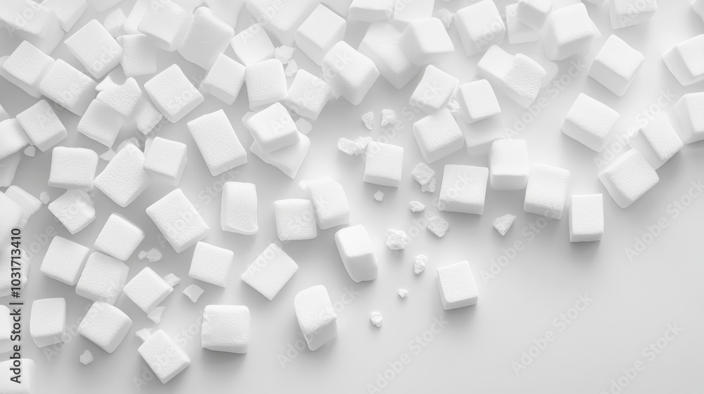 Abstract background of white cubes scattered on a white surface. Abstract background of white cubes scattered on a white surface.