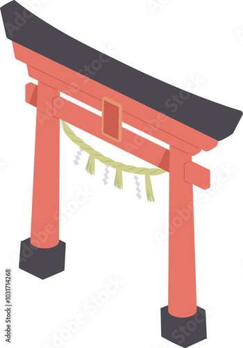 鳥居のアイソメトリックイラスト