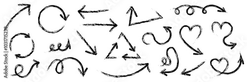 The arrows are drawn in chalk by hand. The arrows are in the form of a heart.