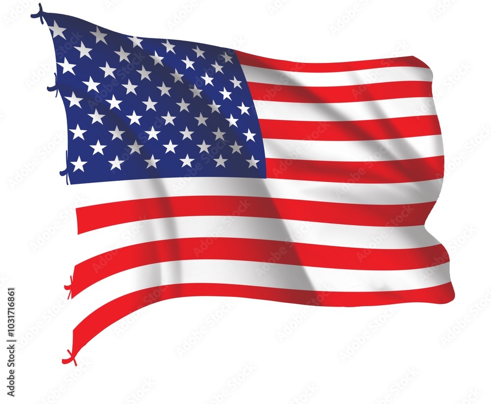 Fototapeta premium american flag isolated on white