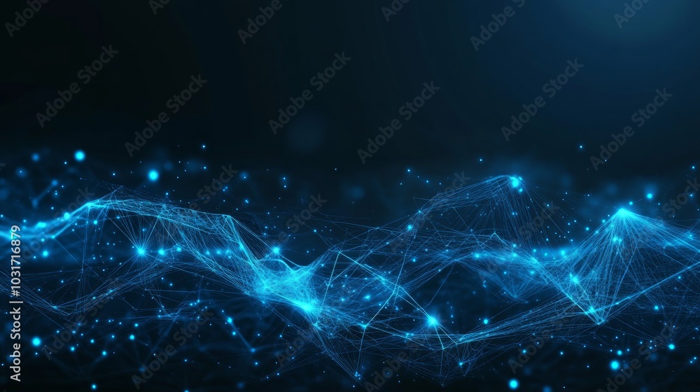 Abstract blue glowing lines and dots on a dark background. Abstract blue glowing lines and dots on a dark background.