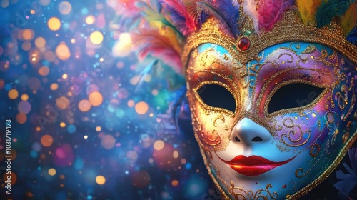 Wallpaper Mural A bright and festive carnival background design featuring a decorative carnival mask, welcoming the excitement of the event. Torontodigital.ca