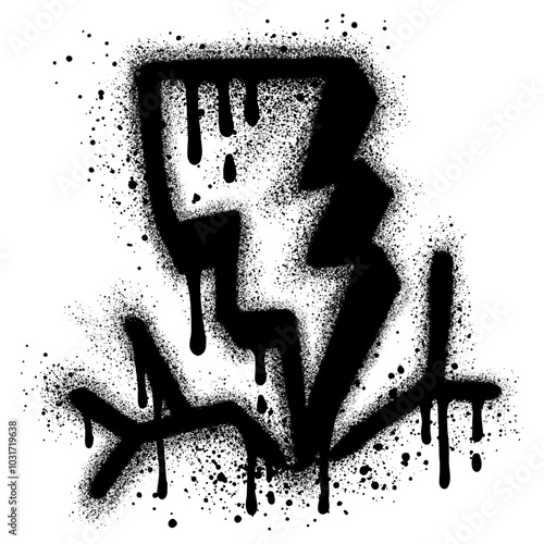 Spray Painted Graffiti thunderbolt Sprayed isolated with a white background.