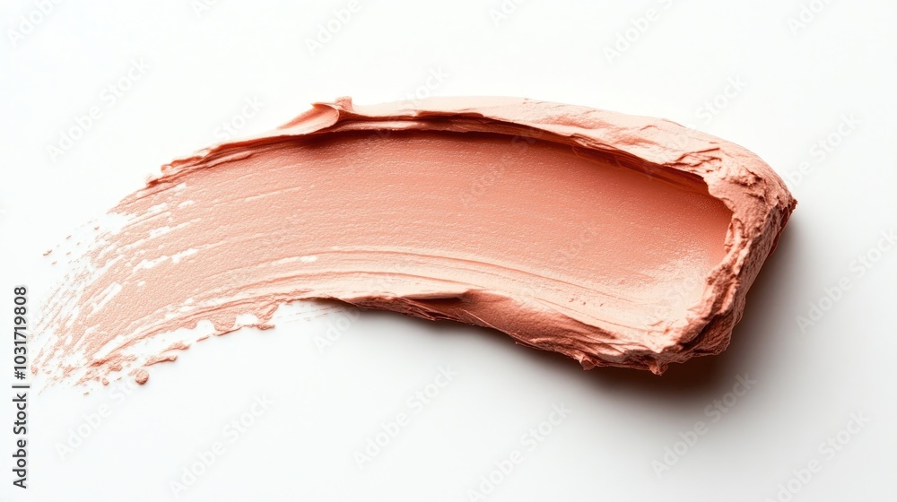A delicate peach smudge of lipstick on a clean white background, showcasing the smooth texture and soft color. A delicate peach smudge of lipstick on a clean white background, showcasing the smooth texture and soft color.