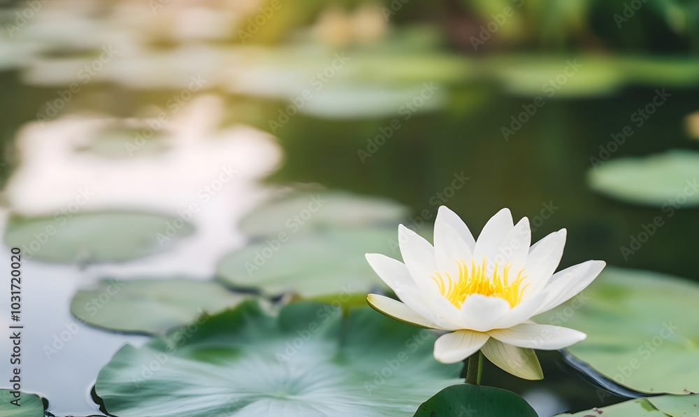 White water lily, Generative AI White water lily, Generative AI