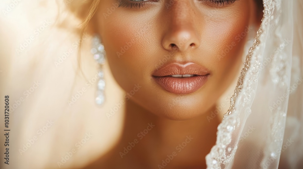 Striking close-up of a bride with a dramatic veil, focusing on her prominent bridal makeup, creating an intense and emotional visual impact for viewers. Striking close-up of a bride with a dramatic veil, focusing on her prominent bridal makeup, creating an intense and emotional visual impact for viewers.