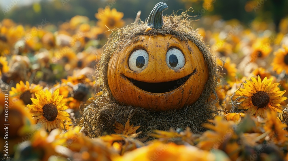 Happy scarecrow with a big smile Happy scarecrow with a big smile
