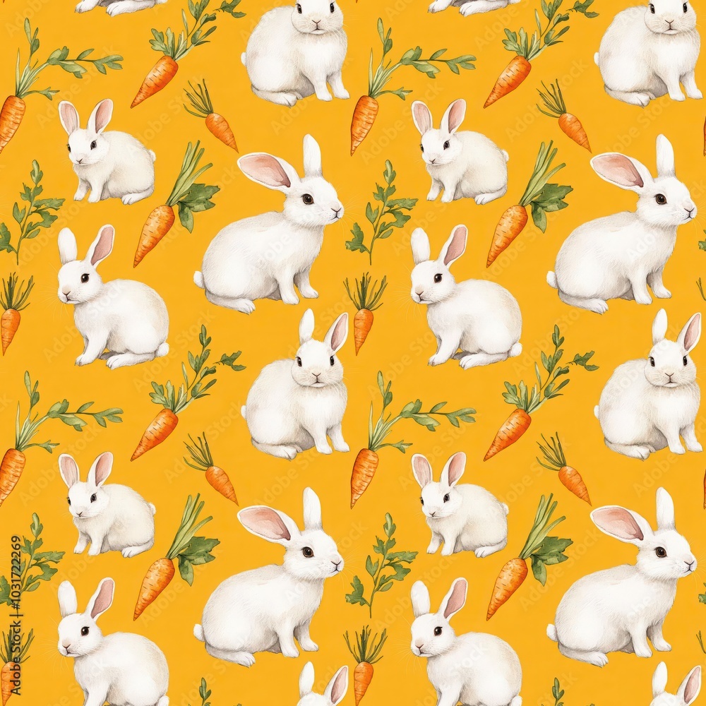 Seamless pattern between rabbit and carrot Seamless pattern between rabbit and carrot