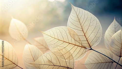 Transparent Leaves in Minimalist Style - Nature's Elegance