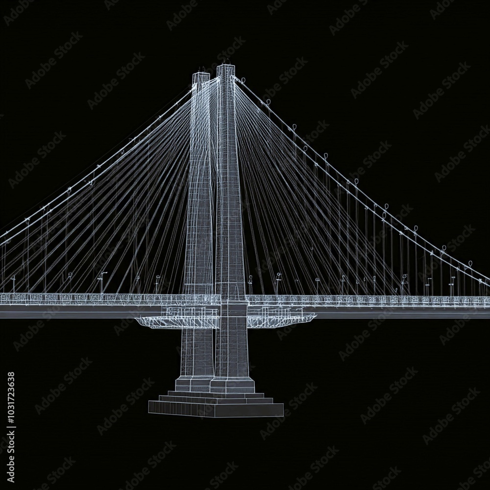 Fototapeta premium Suspension bridge structural design
