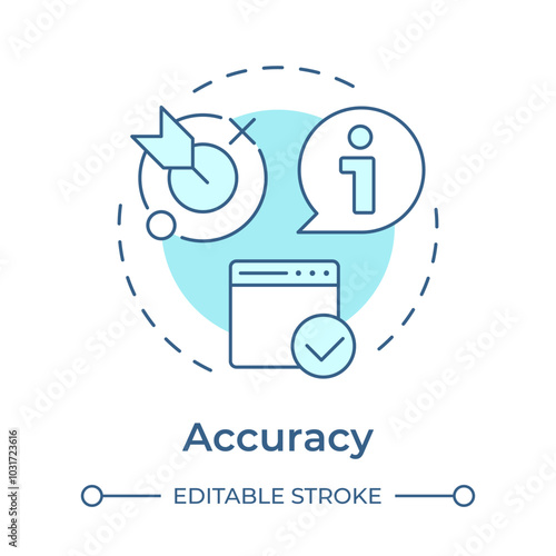 Accuracy soft blue concept icon. Data collection, management. Marketing methodology, information. Round shape line illustration. Abstract idea. Graphic design. Easy to use article, blog post